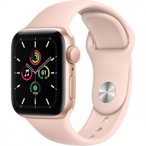 Apple Watch SE GPS 40mm Gold Aluminum Case With Pink Sand Sport Band MYDN2
