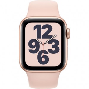Apple Watch SE GPS 44mm Gold Aluminum Case With Pink Sand Sport Band MYDR2