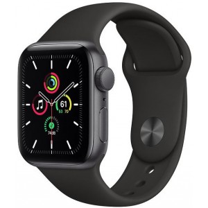 Apple Watch SE GPS 44mm Space Gray Aluminum Case With Black Sport Band MYDT2