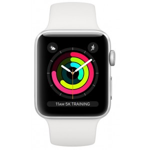 Apple Watch Series 3 38mm GPS Silver Aluminium Case with White Sport Band MTEY2
