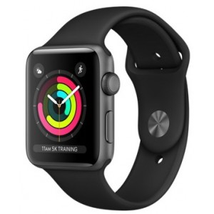 Apple Watch Series 3 42mm GPS Space Gray Aluminum Case With Black Sport Band MQL12