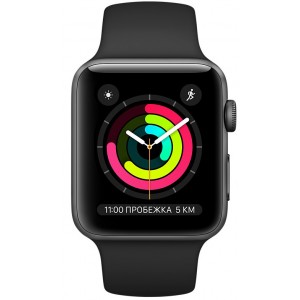 Apple Watch Series 3 42mm GPS Space Gray Aluminum Case With Black Sport Band MQL12