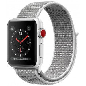 Apple Watch Series 3 GPS + LTE 38mm Silver Aluminum With Seashell Sport Loop MQJR2
