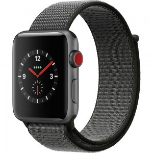Apple Watch Series 3 GPS + LTE 38mm Space Gray Aluminum Case with Black Sport Loop MRQE2