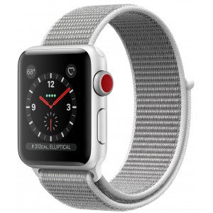 Apple Watch Series 3 GPS + LTE 42mm Silver Aluminum Case With Seashell Sport Loop MQK52