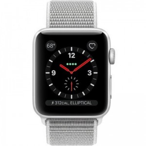 Apple Watch Series 3 GPS + LTE 42mm Silver Aluminum Case With Seashell Sport Loop MQK52
