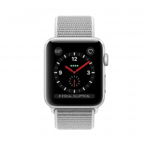 Apple Watch Series 3 GPS + LTE 42mm Silver Aluminum Case With Seashell Sport Loop MQKQ2