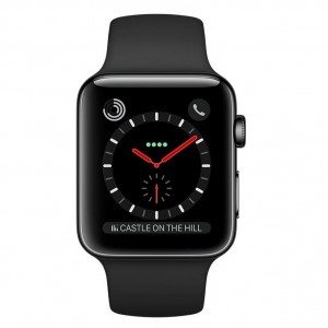 Apple Watch Series 3 GPS + LTE 42mm Space Gray Aluminum Case With Black Sport Band MQKN2