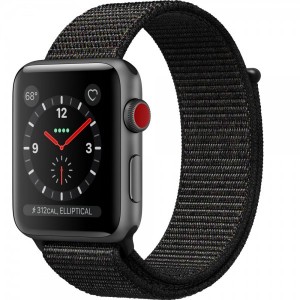 Apple Watch Series 3 GPS + LTE 42mm Space Gray Aluminum Case with Black Sport Loop MRQF2