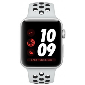 Apple Watch Series 3 Nike+ GPS + LTE 42mm Silver Aluminum Case With Pure Platinum/Black Band MQME2