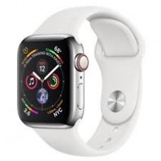 Apple Watch Series 4 GPS + Cellular 40mm Stainless Steel Case with with White Sport Band MTVJ2