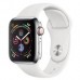 Apple Watch Series 4 GPS + Cellular 40mm Stainless Steel Case with with White Sport Band MTVJ2