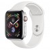 Apple Watch Series 4 GPS + Cellular 44mm Polished Stainless Steel with White Sport Band MTX02