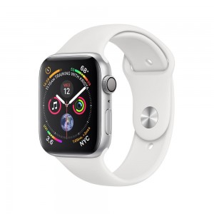 Apple Watch Series 4 GPS + Cellular 44mm Silver Aluminum Case with White Sport Band MTVR2