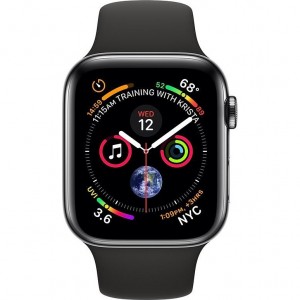 Apple Watch Series 4 GPS + Cellular 44mm Space Black Stainless Steel Case Black Sport Band MTV52