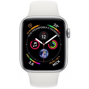 Apple Watch Series 4 GPS 44mm Silver Aluminum Case with White Sport Band MU6A2