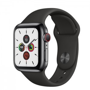 Apple Watch Series 5 GPS + Cellular 40mm Space Black Stainless Steel Case Black Sport Band MWWW2