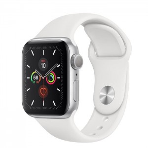Apple Watch Series 5 GPS 40mm Silver Aluminum Case with White Sport Band MWV62