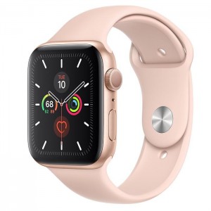 Apple Watch Series 5 GPS 44mm Gold Aluminum Case with Pink Sand Sport Band MWVE2