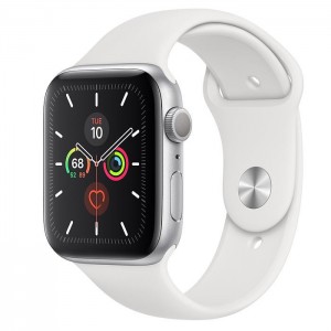 Apple Watch Series 5 GPS 44mm Silver Aluminum Case with White Sport Band MWVD2