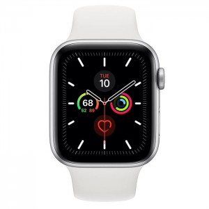 Apple Watch Series 5 GPS 44mm Silver Aluminum Case with White Sport Band MWVD2