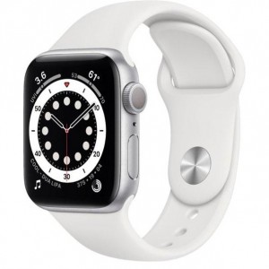 Apple Watch Series 6 44mm GPS Silver Aluminum Case With White Sport Band M00D3
