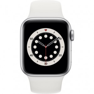 Apple Watch Series 6 44mm GPS Silver Aluminum Case With White Sport Band M00D3