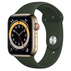 Apple Watch Series 6 4G 44mm Gold Stainless Steel Case With Cyprus Green Sport Band M09F3