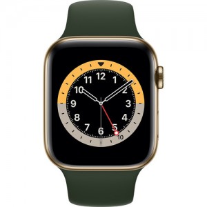 Apple Watch Series 6 4G 44mm Gold Stainless Steel Case With Cyprus Green Sport Band M09F3