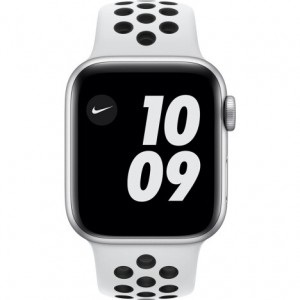 Apple Watch Series 6 Nike 40mm GPS Silver Aluminum Case With Pure Platinum Black Nike Sport Band M00T3